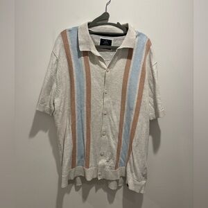 MBX Premium Striped Short Sleeve Button-Up Shirt XL